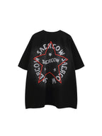 Whysoil-Front & Back Star Letter Gradient Washed Oversized Short Sleeve T-Shirt