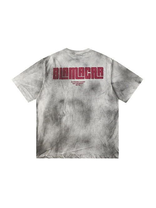 Whysoil Letter Cloud Washable Crew Neck T-Shirt