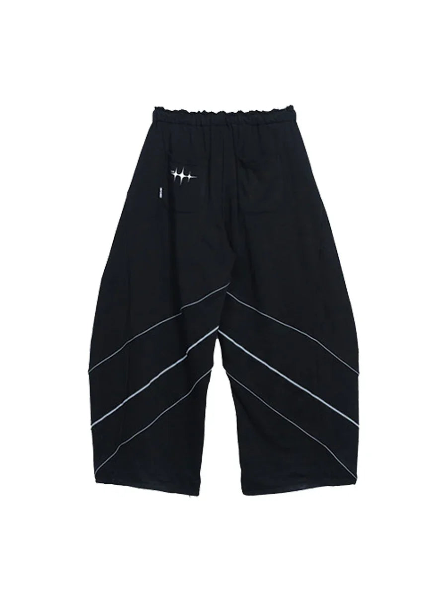 WHY SOIL Casual Wide-Leg Striped Track Pants