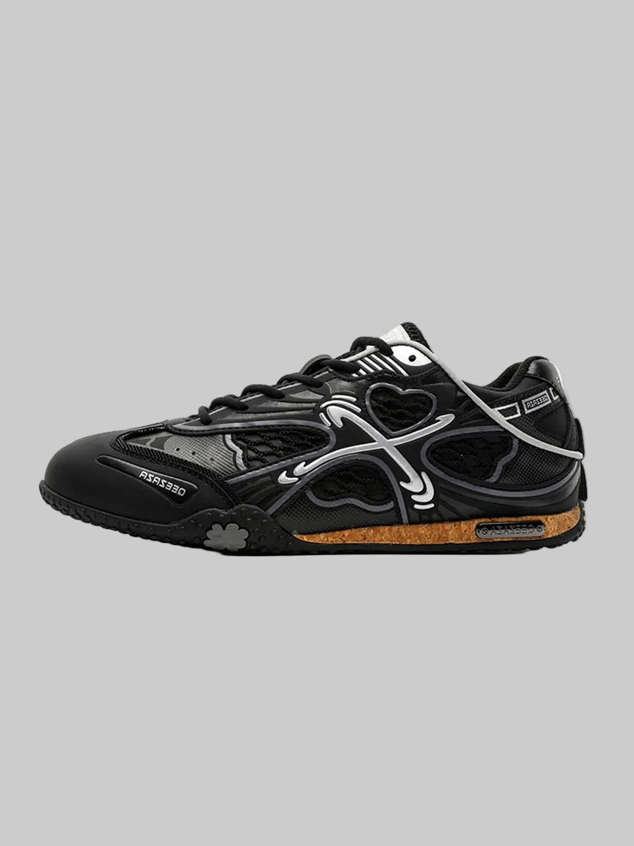 Whysoil Unisex Black Heart Mesh Retro Running Shoes