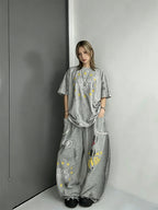 WHYSOIL Vintage Graphic Wide-Leg Sweatpants