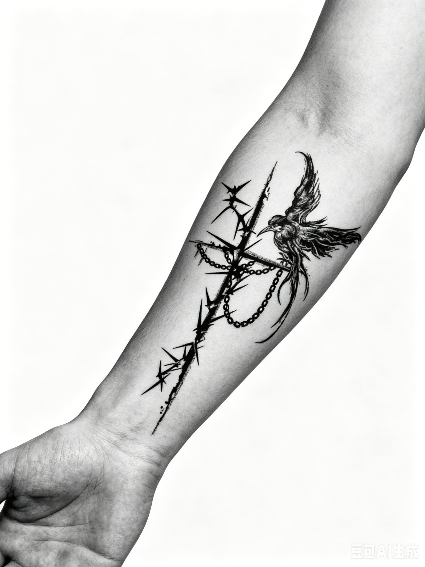 WHY SOIL Gothic Thorn Crow Temporary Tattoo