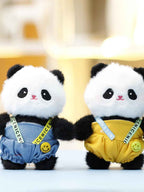 Whysoil-Cute Denim Overalls Panda Plush Keychain